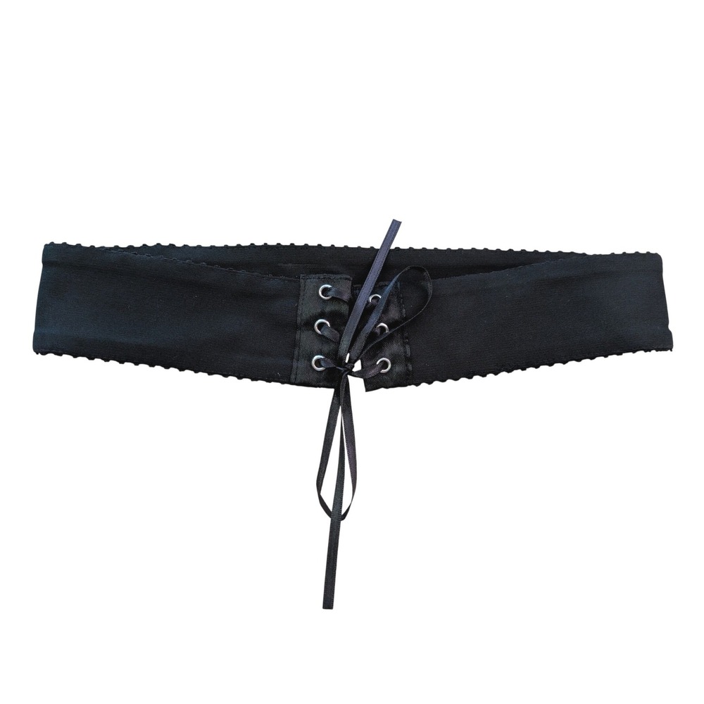 Black Lace Up Corset Mesh Waist Belt Goth Punk Alt‎ Renaissance Victorian Fairy